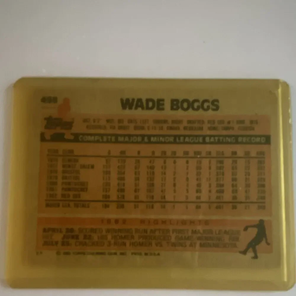 Topps 1983 Wade Boggs RC #498 Boston Red Sox Baseball Card Base Set